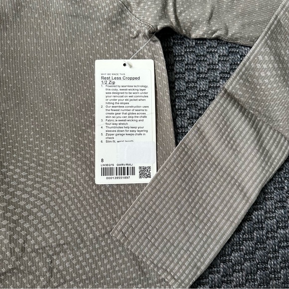 Lululemon Rest Less Cropped Half-Zip Grid Warp Rover / Raw Linen - Picture 5 of 7